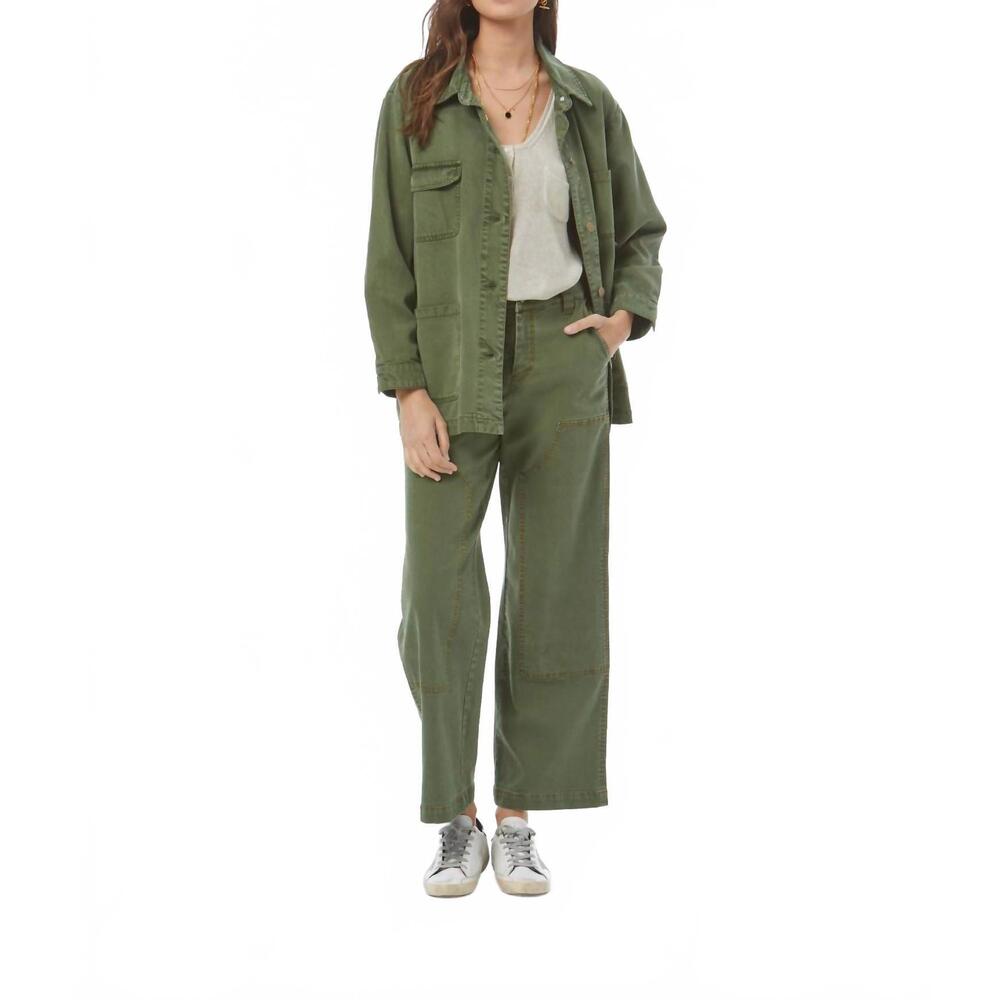 NEW YOUNG FABULOUS & BROKE workwear wide leg pant in green